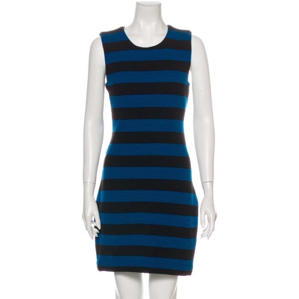 Blue and Black Striped Sheath Dress
